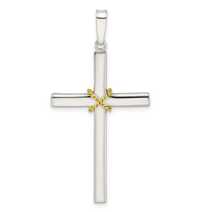 Sterlingsilber mit Goldfarben X Mittig Hohl Kreuz Anhänger