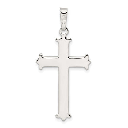 Sterlingsilber Poliert Fleur De Lis Kreuz mit Kreuz Mittig Anhänger
