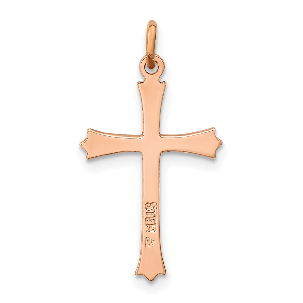 Sterlingsilber Rose Vergoldet mit Pointed Ends Kreuz Anhänger