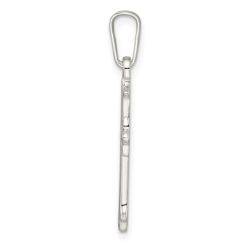 Sterlingsilber Poliert Fleur De Lis Kreuz Anhänger