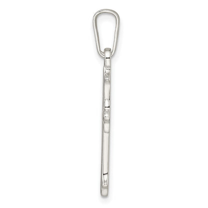 Sterlingsilber Poliert Fleur De Lis Kreuz Anhänger
