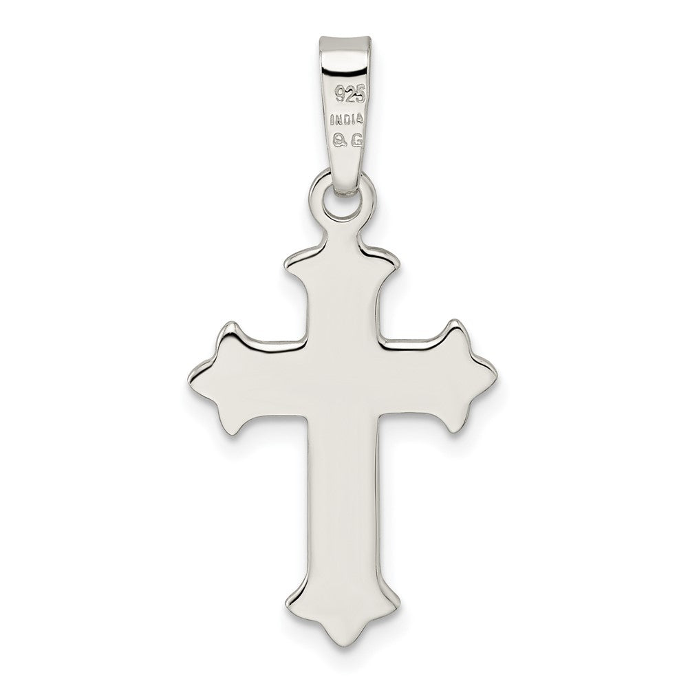 Sterlingsilber Poliert Fleur De Lis Kreuz Anhänger