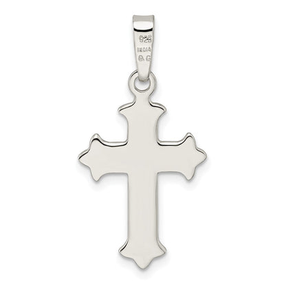 Sterlingsilber Poliert Fleur De Lis Kreuz Anhänger