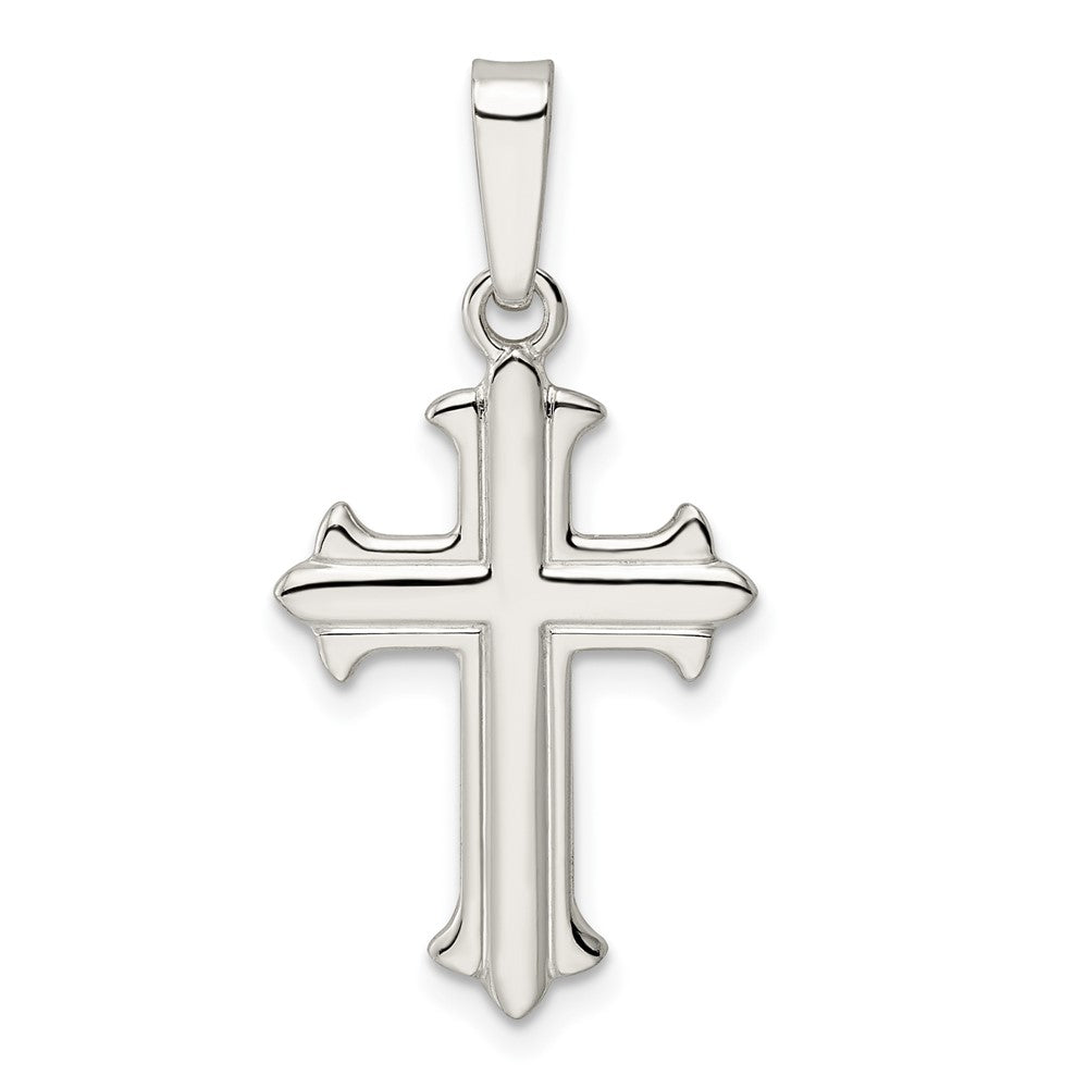 Sterlingsilber Poliert Fleur De Lis Kreuz Anhänger