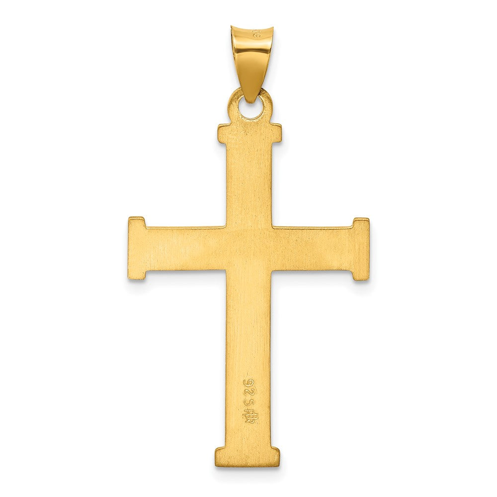 Ss/vergoldet Sterlingsilber Goldfarben Poliert Massiv Kreuz Anhänger