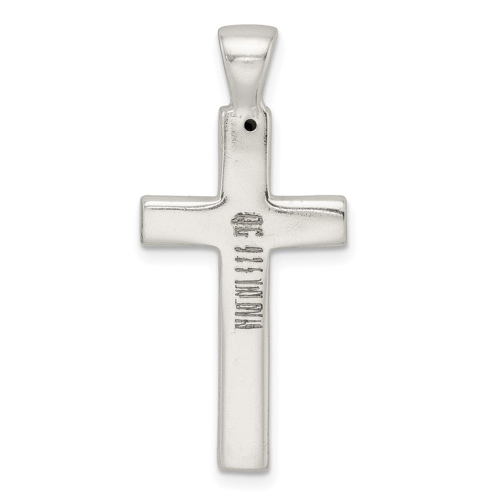 Sterlingsilber Poliert Greek Key Hohl Lateinisch Kreuz Anhänger