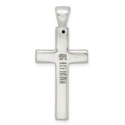 Sterlingsilber Poliert Greek Key Hohl Lateinisch Kreuz Anhänger