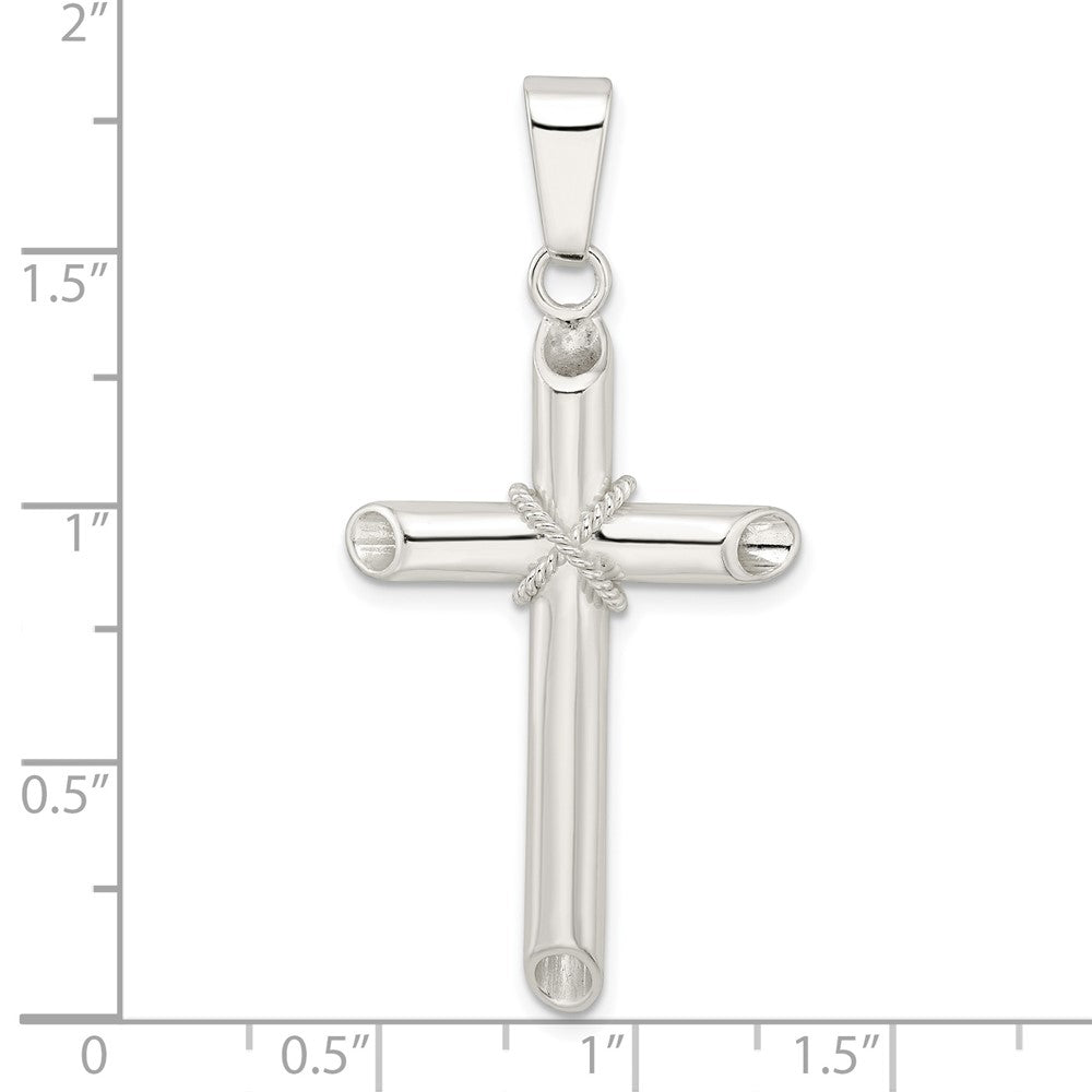 Sterlingsilber Poliert X Mittig Hohl Röhre Kreuz Anhänger