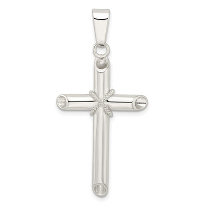 Sterlingsilber Poliert X Mittig Hohl Röhre Kreuz Anhänger