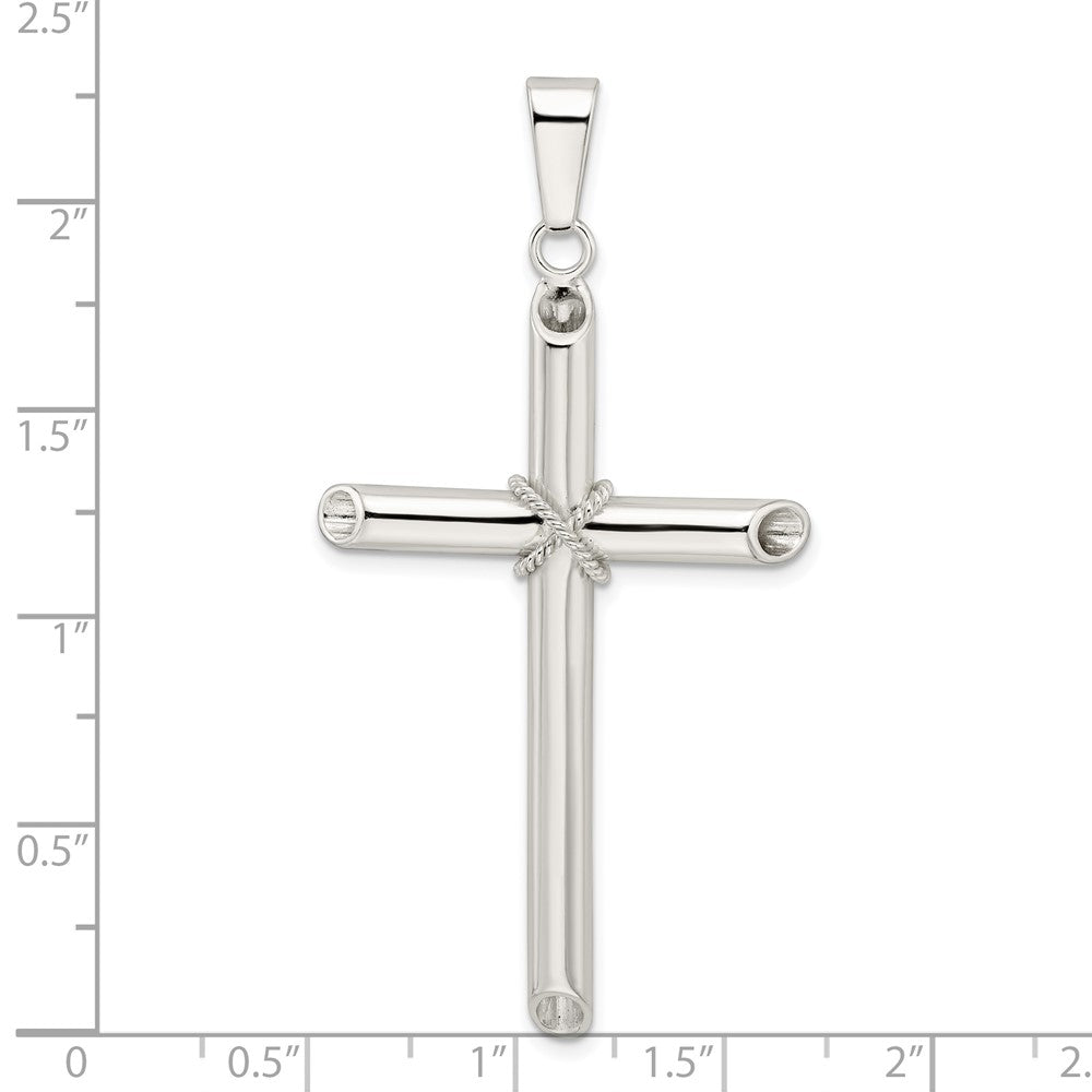 Sterlingsilber Poliert X Mittig Groß Hohl Röhre Kreuz Anhänger