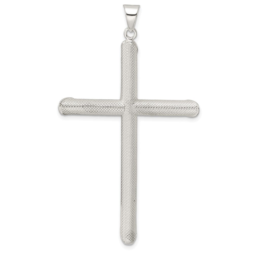 Sterlingsilber Poliert und Texture Röhre Kreuz Anhänger