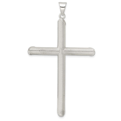 Sterlingsilber Poliert und Texture Röhre Kreuz Anhänger