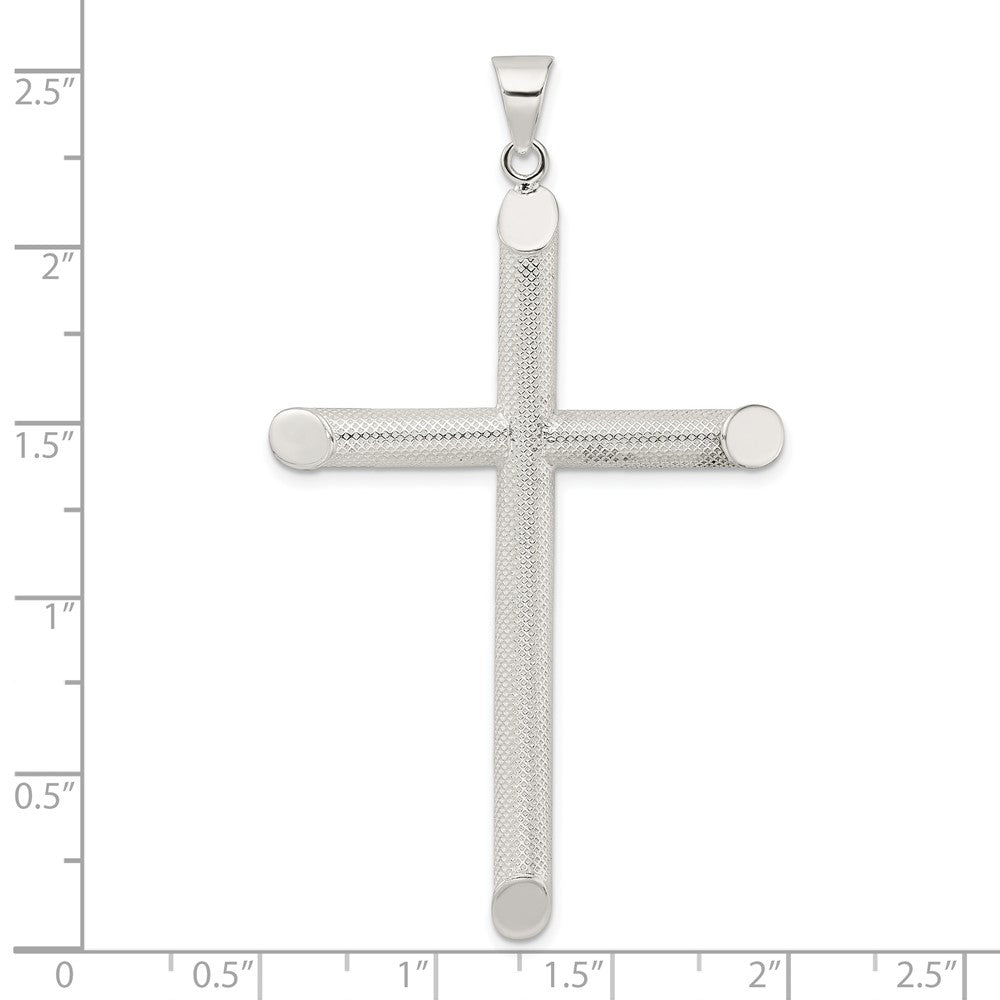 Sterlingsilber Poliert und Texture Röhre Kreuz Anhänger