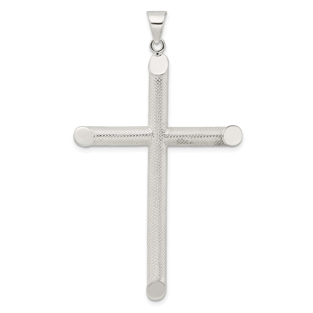 Sterlingsilber Poliert und Texture Röhre Kreuz Anhänger