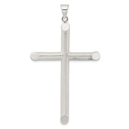 Sterlingsilber Poliert und Texture Röhre Kreuz Anhänger