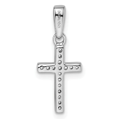 Sterlingsilber Rhodiniert Zirkonia Kreuz Anhänger
