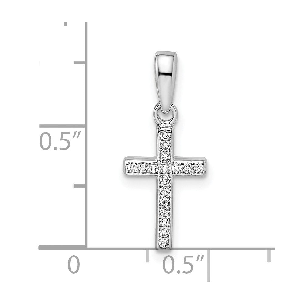 Sterlingsilber Rhodiniert Zirkonia Kreuz Anhänger