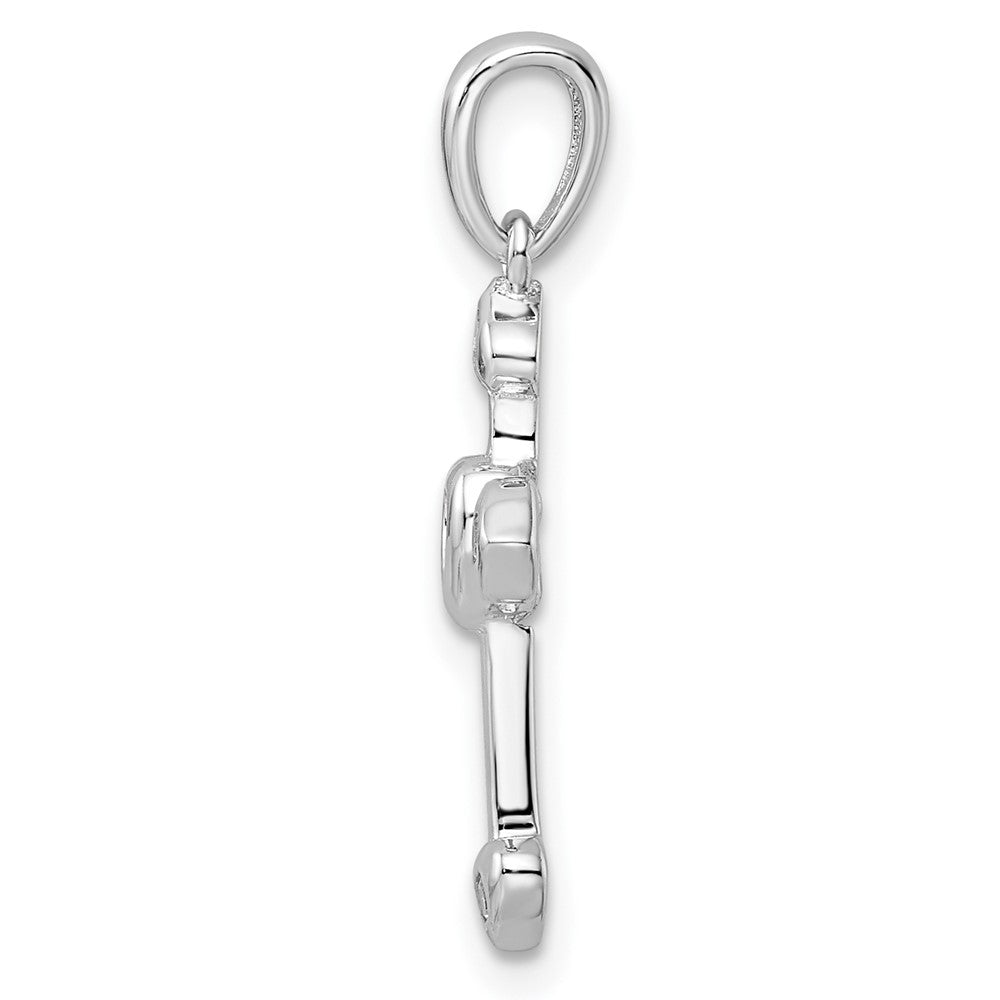 Sterlingsilber Rhodiniert Zirkonia Herz Kreuz Anhänger