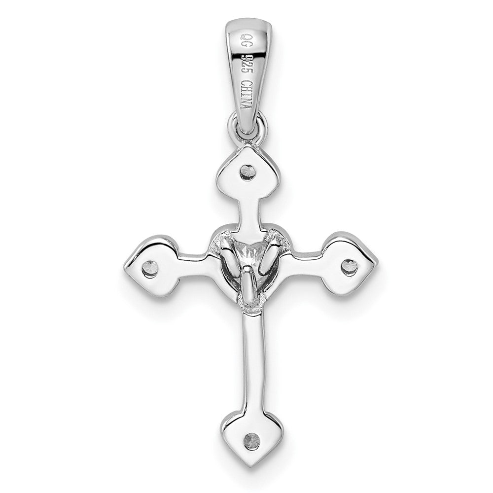 Sterlingsilber Rhodiniert Zirkonia Herz Kreuz Anhänger