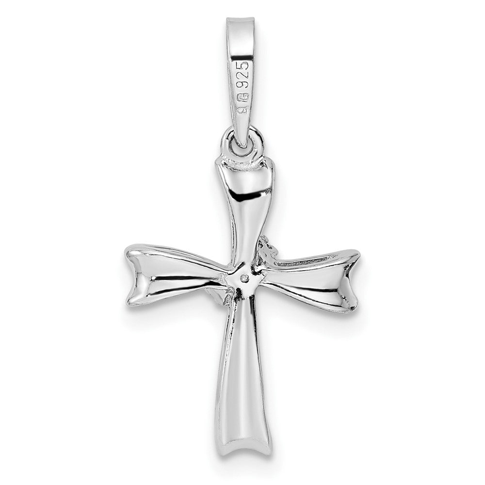 Sterlingsilber Rhodiniert Zirkonia Kreuz Anhänger
