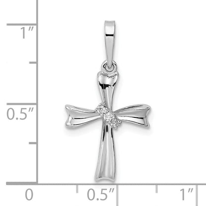 Sterlingsilber Rhodiniert Zirkonia Kreuz Anhänger