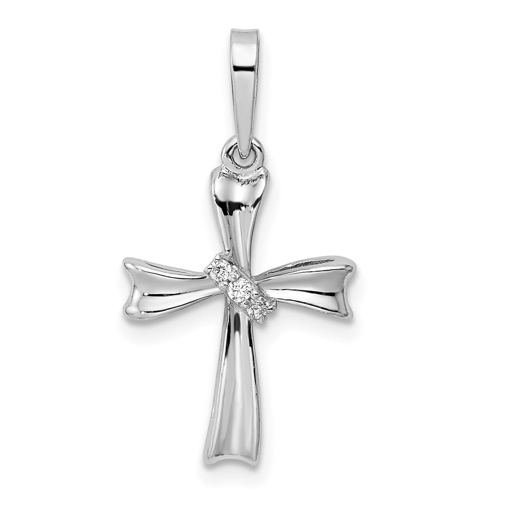 Sterlingsilber Rhodiniert Zirkonia Kreuz Anhänger