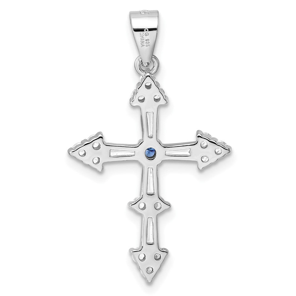 Sterlingsilber Rhodiniert Zirkonia Kreuz Anhänger