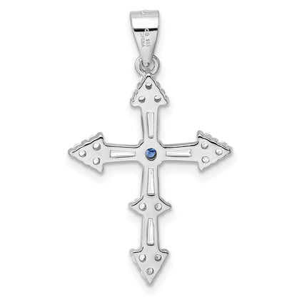 Sterlingsilber Rhodiniert Zirkonia Kreuz Anhänger