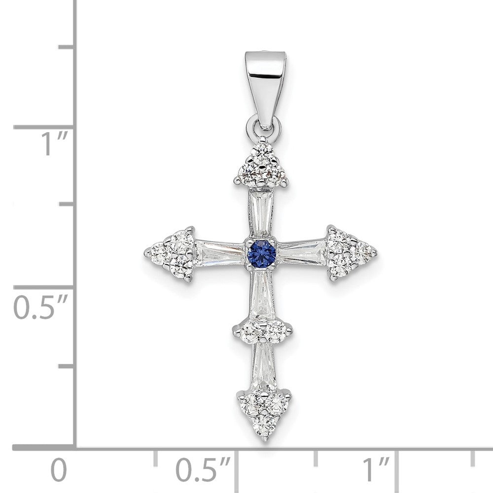 Sterlingsilber Rhodiniert Zirkonia Kreuz Anhänger