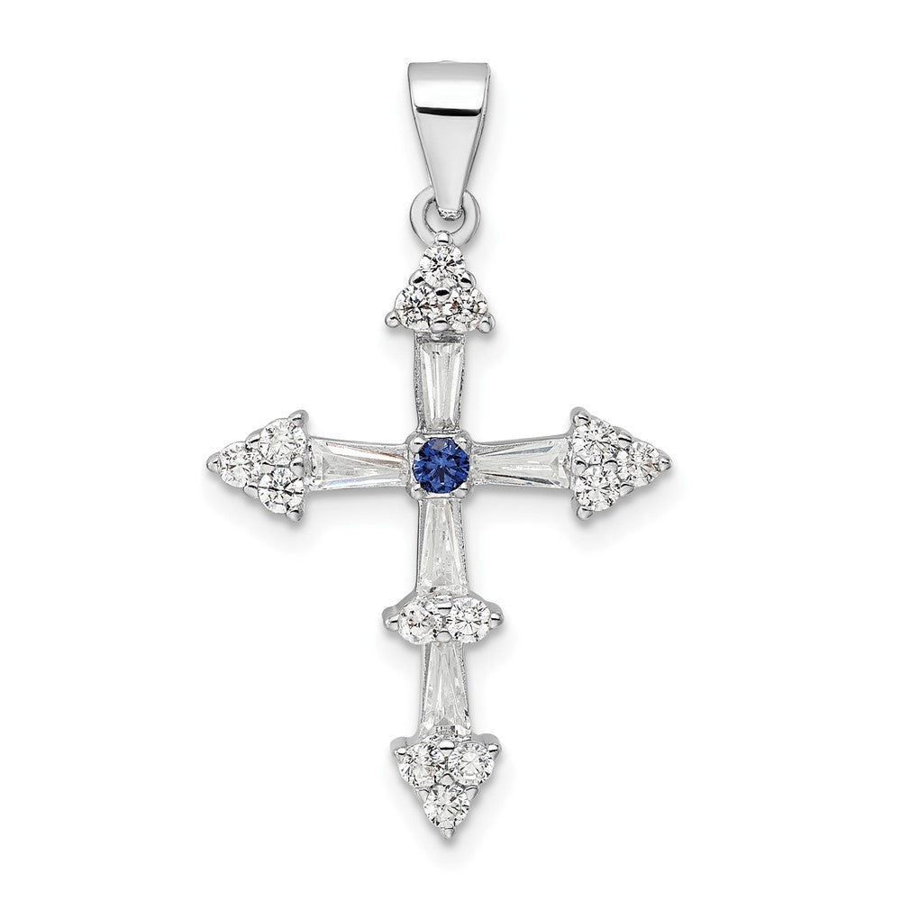 Sterlingsilber Rhodiniert Zirkonia Kreuz Anhänger