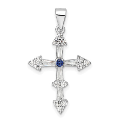 Sterlingsilber Rhodiniert Zirkonia Kreuz Anhänger