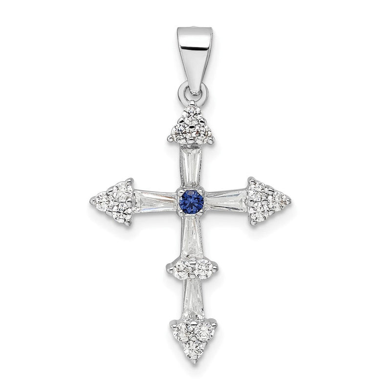 Sterlingsilber Rhodiniert Zirkonia Kreuz Anhänger