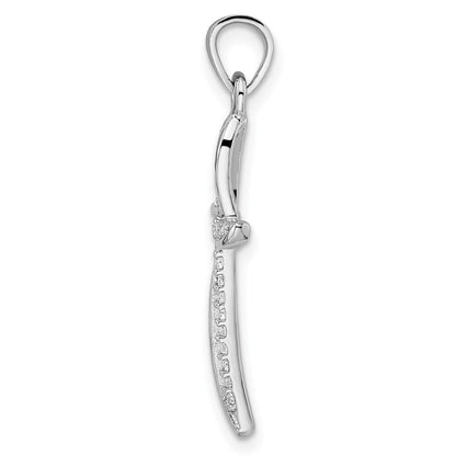 Sterlingsilber Rhodiniert Klein Zirkonia Gewellt Kreuz Anhänger