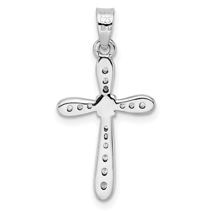 Sterlingsilber Rhodiniert mit Zirkonia X-center Kreuz Anhänger