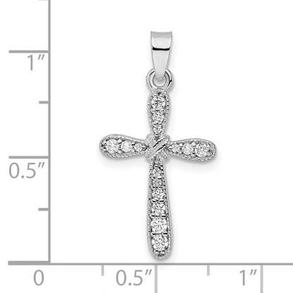 Sterlingsilber Rhodiniert mit Zirkonia X-center Kreuz Anhänger