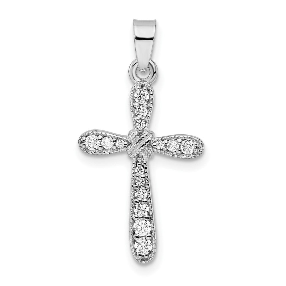 Sterlingsilber Rhodiniert mit Zirkonia X-center Kreuz Anhänger