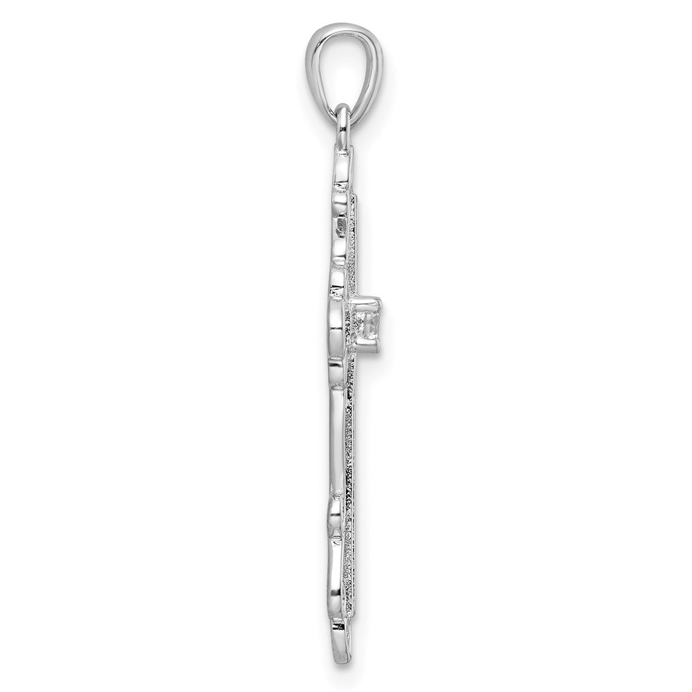 Sterlingsilber Rhodiniert Zirkonia Fantasie Kreuz Anhänger