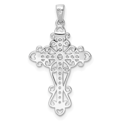 Sterlingsilber Rhodiniert Zirkonia Fantasie Kreuz Anhänger