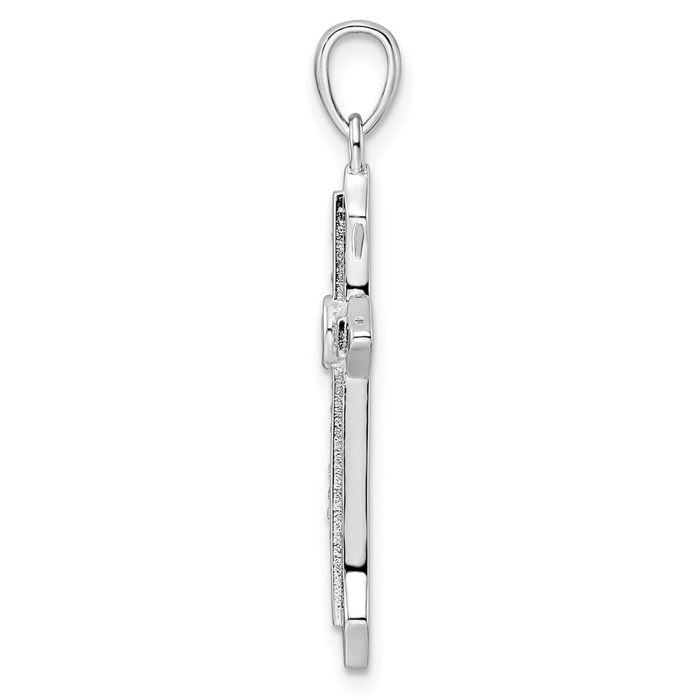 Sterlingsilber Rhodiniert Zirkonia Kreuz Anhänger