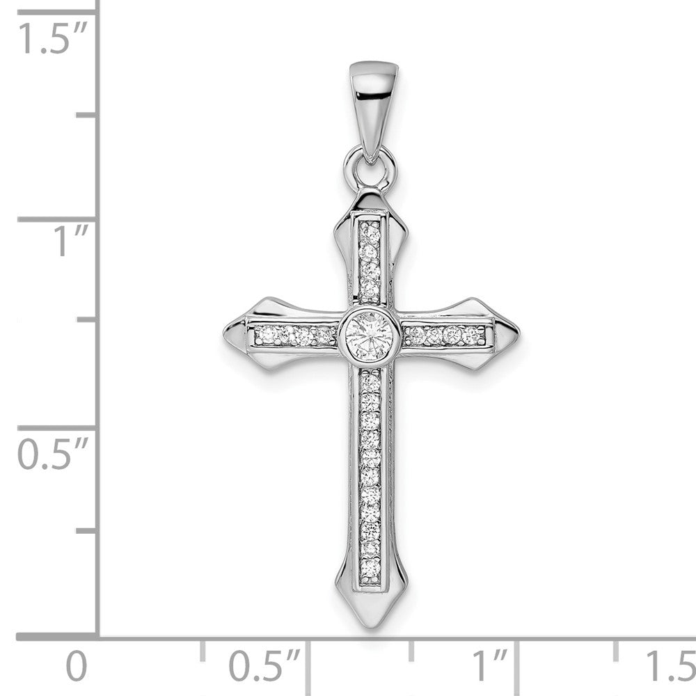 Sterlingsilber Rhodiniert Zirkonia Kreuz Anhänger
