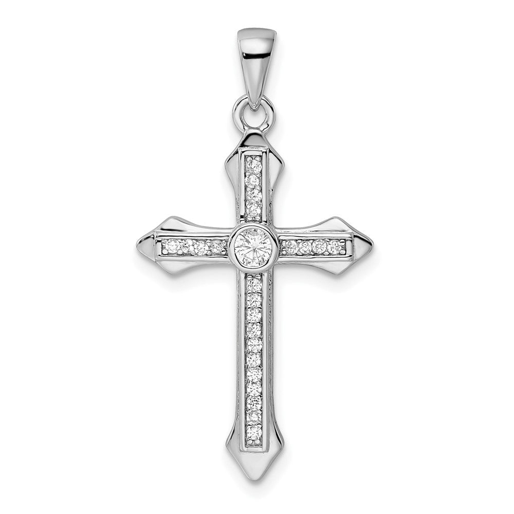 Sterlingsilber Rhodiniert Zirkonia Kreuz Anhänger