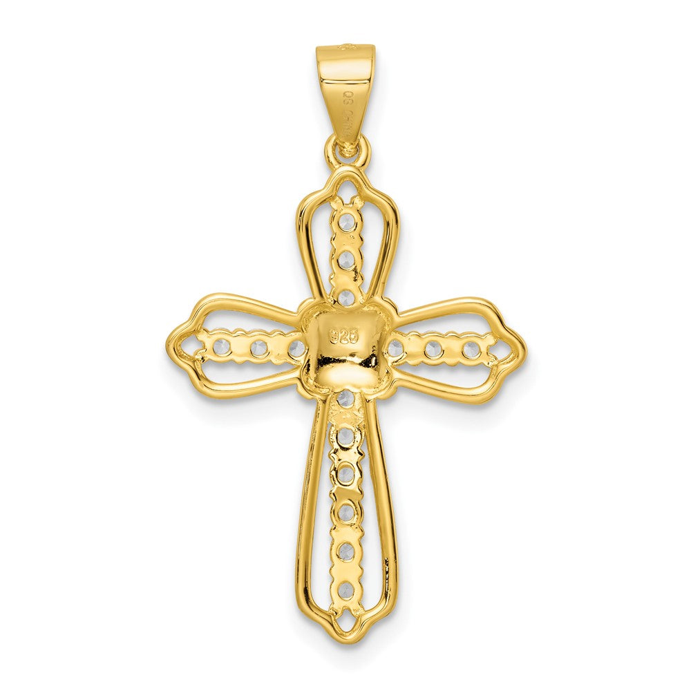 Sterlingsilber Goldfarben Zirkonia Kreuz Anhänger