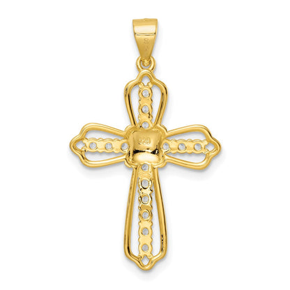 Sterlingsilber Goldfarben Zirkonia Kreuz Anhänger