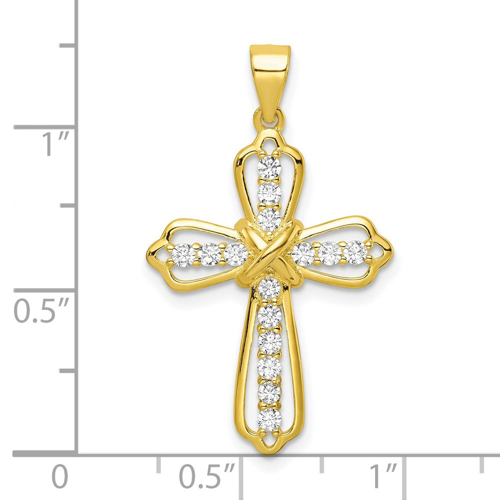 Sterlingsilber Goldfarben Zirkonia Kreuz Anhänger