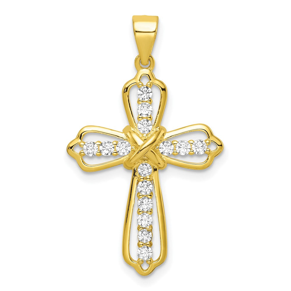 Sterlingsilber Goldfarben Zirkonia Kreuz Anhänger