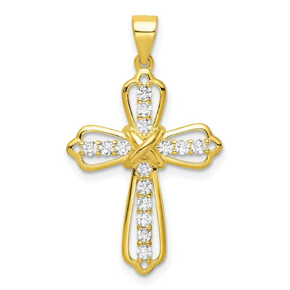 Sterlingsilber Goldfarben Zirkonia Kreuz Anhänger