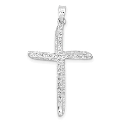 Sterlingsilber Rhodiniert Zirkonia Gewellt Kreuz Anhänger