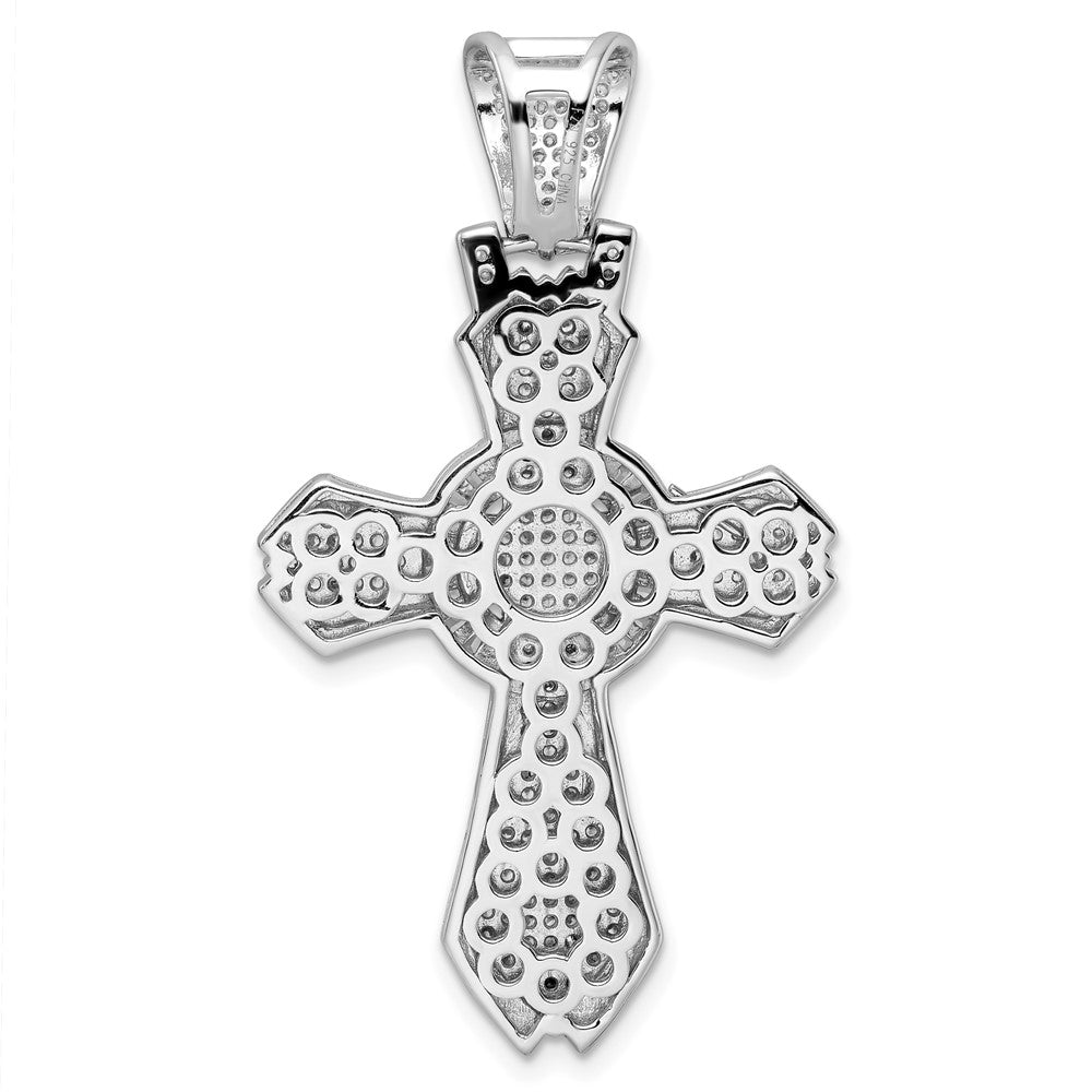 Sterlingsilber Rhodiniert Poliert Zirkonia Kreuz Anhänger