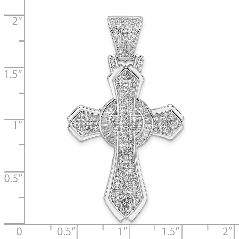 Sterlingsilber Rhodiniert Poliert Zirkonia Kreuz Anhänger