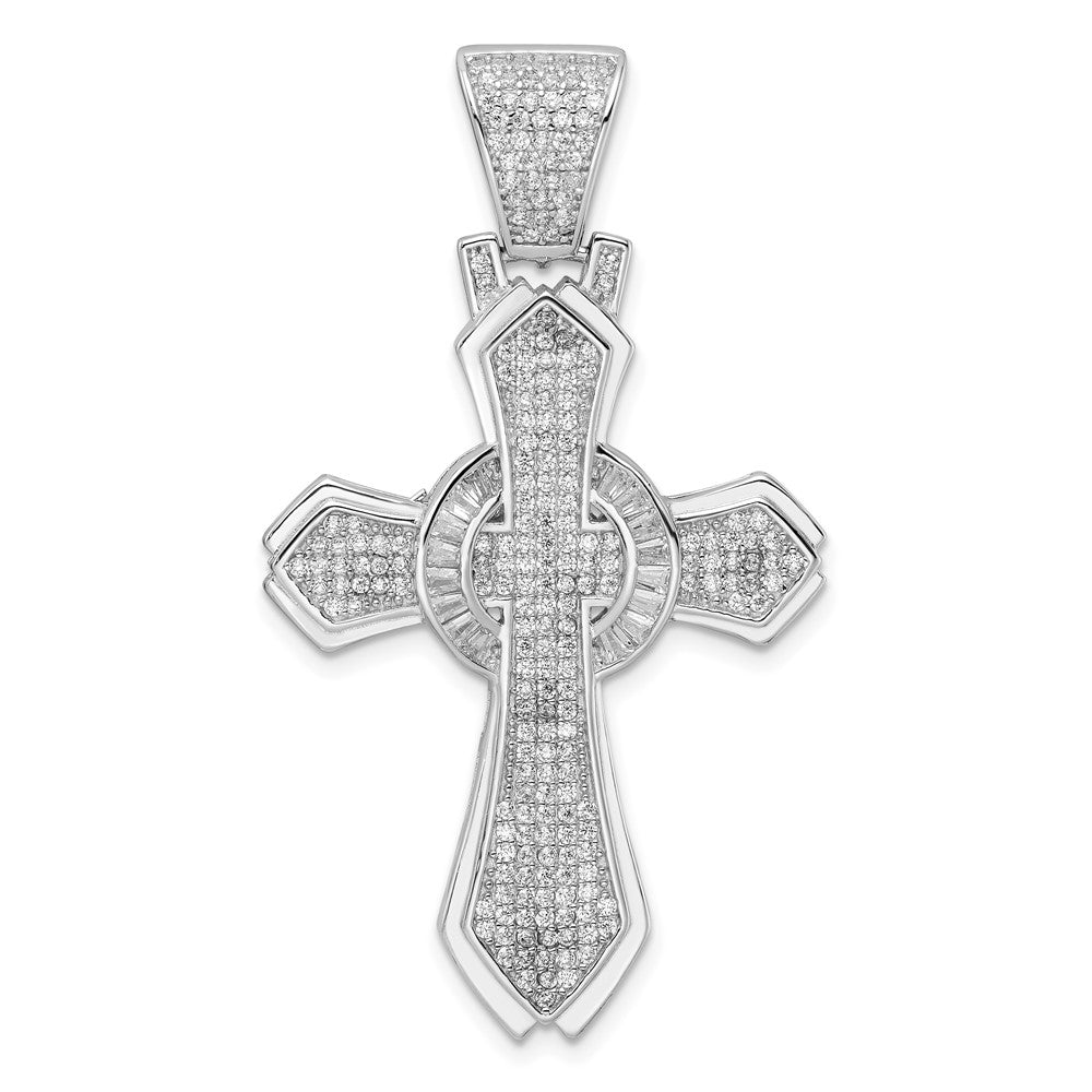 Sterlingsilber Rhodiniert Poliert Zirkonia Kreuz Anhänger